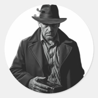 Detective in Noir Style Classic Round Sticker