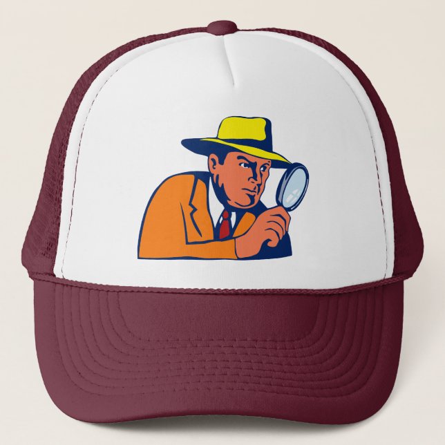 detective looking with magnifying glass trucker hat (Front)