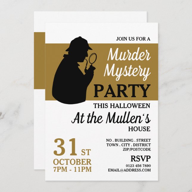 Detective Silhouette, Murder Mystery Halloween Invitation (Front/Back)
