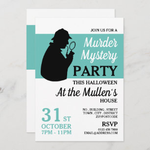 Detective Silhouette, Murder Mystery Halloween Invitation