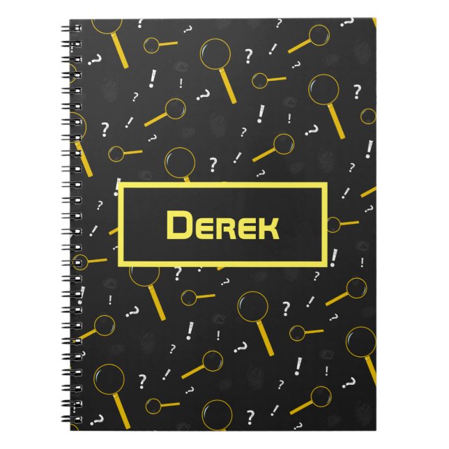 Detective Spy Glass and Fingerprints Fun Notebook (Front)