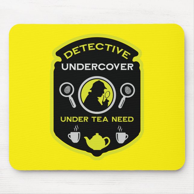 Detective-Themed Funny Tea Mouse Mat (Front)
