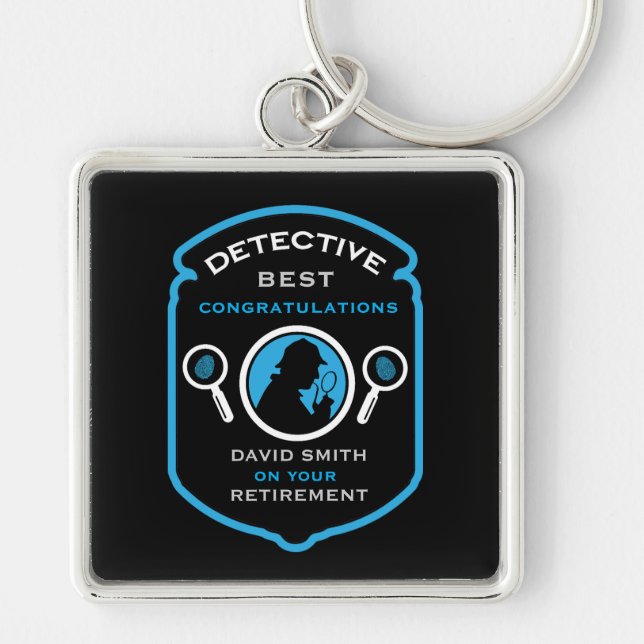 Detective-Themed Job Retirement Gift Key Ring (Front)