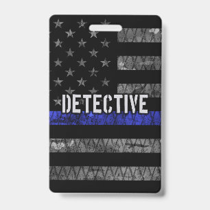 Detective Thin Blue Line Distressed Flag ID Badge