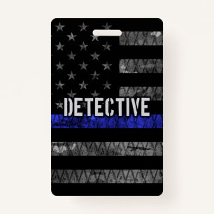 Detective Thin Blue Line Distressed Flag ID Badge