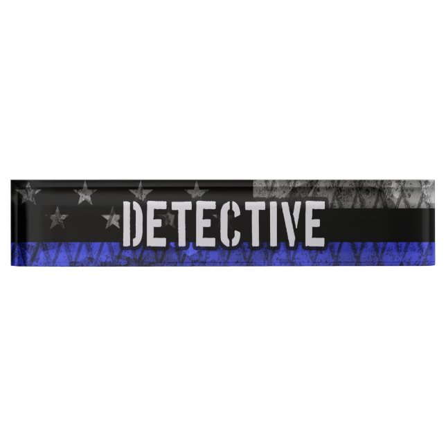 Detective Thin Blue Line Distressed Flag Nameplate (Front)