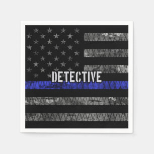 Detective Thin Blue Line Distressed Flag Napkin