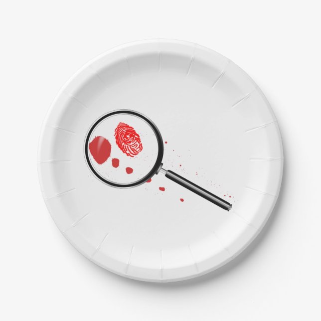 Detectives Magnifying Glass Paper Plate (Front)
