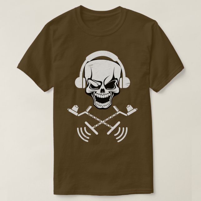 Detectoring Metal Detector Skull T-Shirt (Design Front)