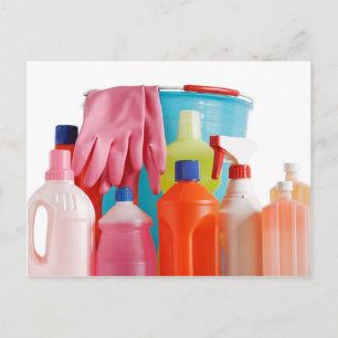detergent bottles and bucket postcard