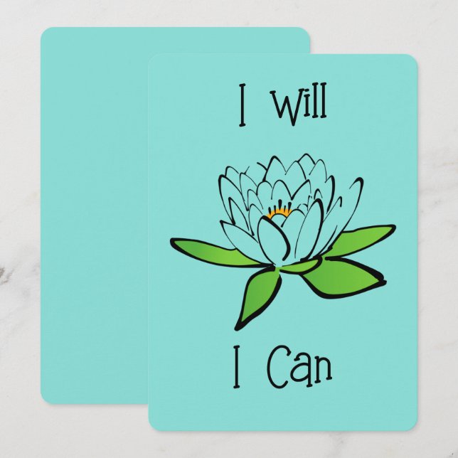 Determination Lotus Flower I will I Can Invitation (Front/Back)