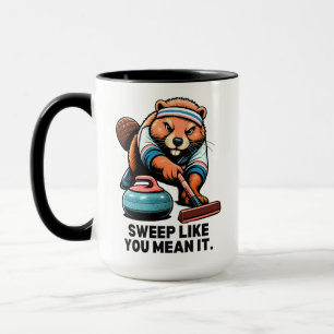 Determined Beaver Curling Humour Mug