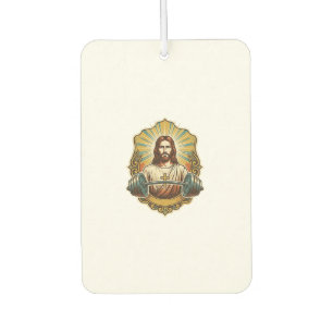 Determined Jesus Heavy Iron Barbell Powerlifting G Car Air Freshener