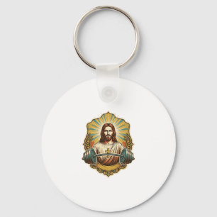 Determined Jesus Heavy Iron Barbell Powerlifting G Key Ring