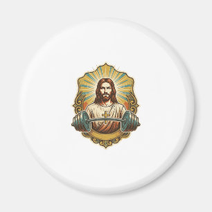 Determined Jesus Heavy Iron Barbell Powerlifting G Magnet