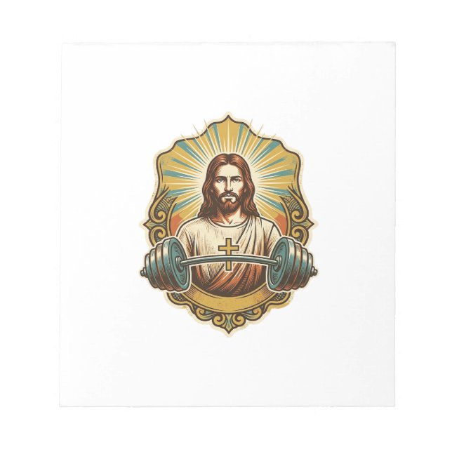 Determined Jesus Heavy Iron Barbell Powerlifting G Notepad (Front)