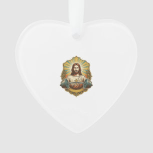 Determined Jesus Heavy Iron Barbell Powerlifting G Ornament
