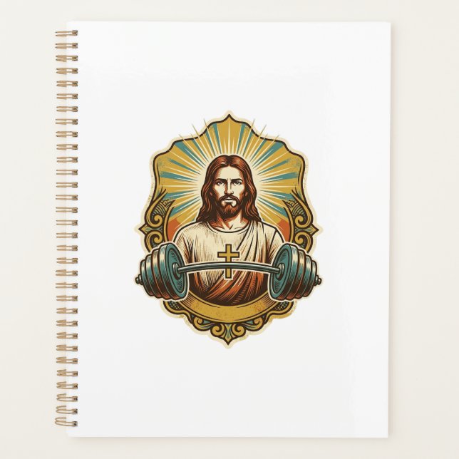 Determined Jesus Heavy Iron Barbell Powerlifting G Planner (Front)