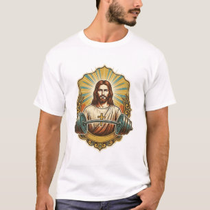 Determined Jesus Heavy Iron Barbell Powerlifting G T-Shirt