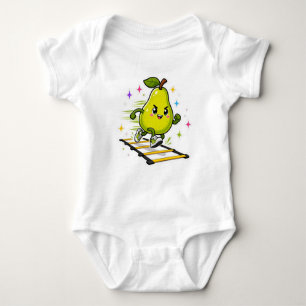 Determined Pear Agility Ladder Workout Cartoon Sti Baby Bodysuit