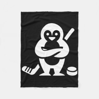 Determined Penguin Hockey Silhouette Design  Fleece Blanket