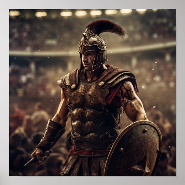 Determined Secutor Gladiator Poster - Battle-Worn  (Front)