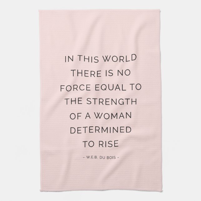 Determined Woman Inspiring Quotes Pink Black Tea Towel (Vertical)