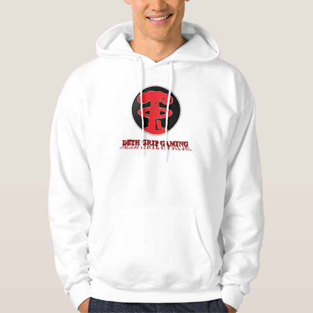 Deth Grip Gaming Red Logo on White Hoodie (Front)