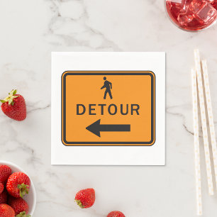 Detour Sign Paper Napkins
