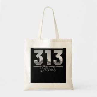 Detroit 313 Area Code Skyline Michigan Vintage Tote Bag