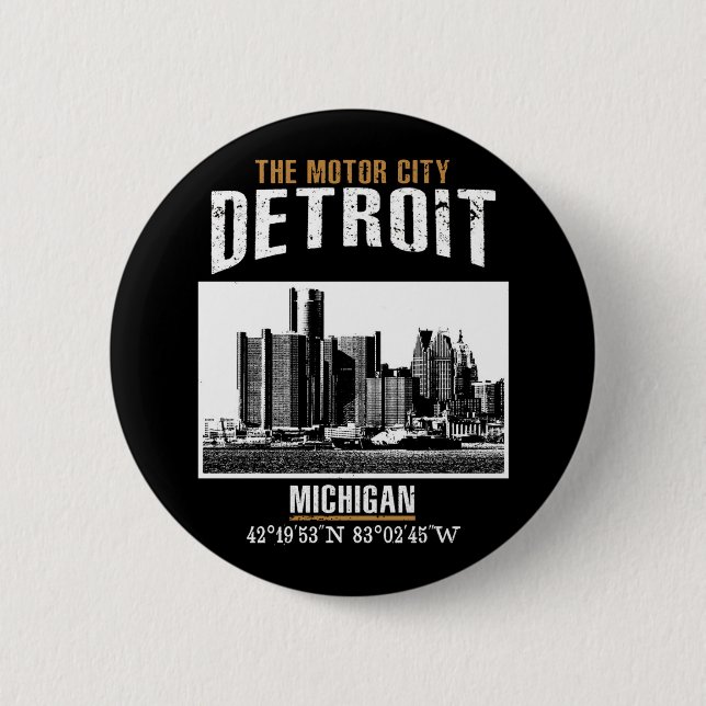 Detroit 6 Cm Round Badge (Front)