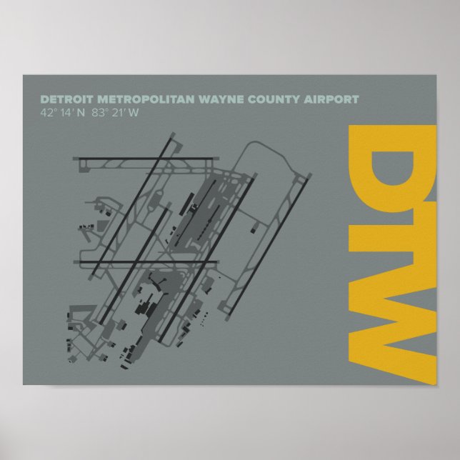 Detroit Airport (DTW) Airport Diagram Poster (Front)