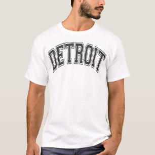 Detroit Arched Style Text Black With Black Print T-Shirt