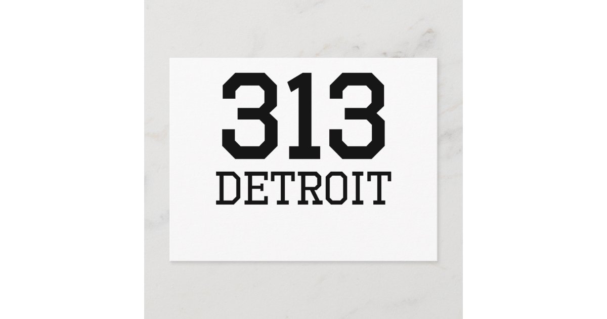 Detroit area code 313 postcard zazzle