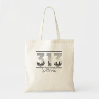 Detroit Area Code Skyline Michigan Tote Bag