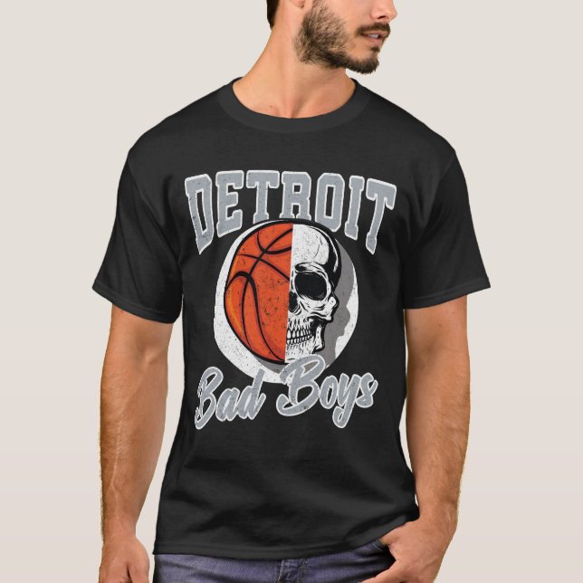Detroit Bad Boys Basketball Skull USA T-Shirt (Front)