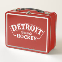 Detroit Builds Hockey - Red Lunch Box