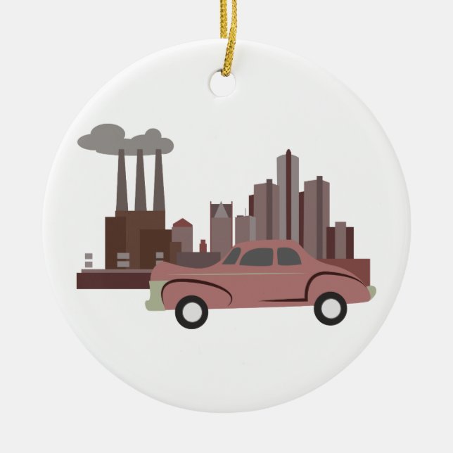 Detroit Ceramic Tree Decoration (Front)