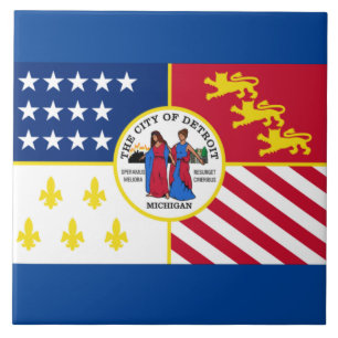Detroit city flag tile