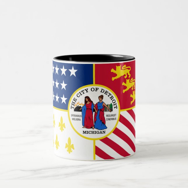 Detroit city flag Two-Tone coffee mug (Center)