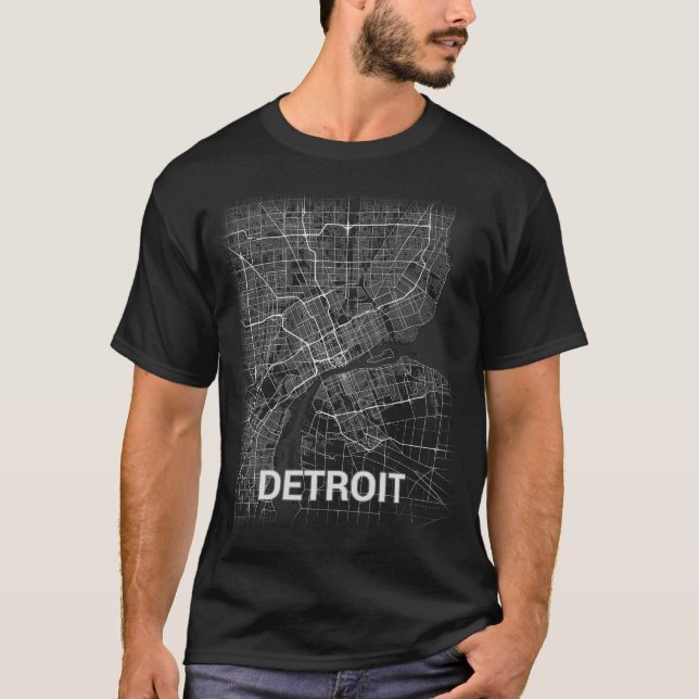 Detroit city map (LARGE PRINT) T-Shirt (Front)