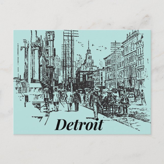 Detroit City Michigan USA, Old-Fashioned Postcard (Front)