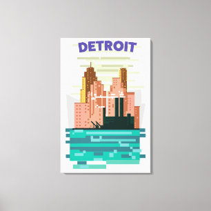 Detroit City skyline travel poster. Canvas Print