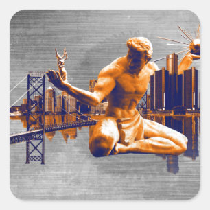 Detroit City Square Sticker
