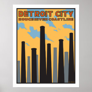 Detroit City Vintage Poster