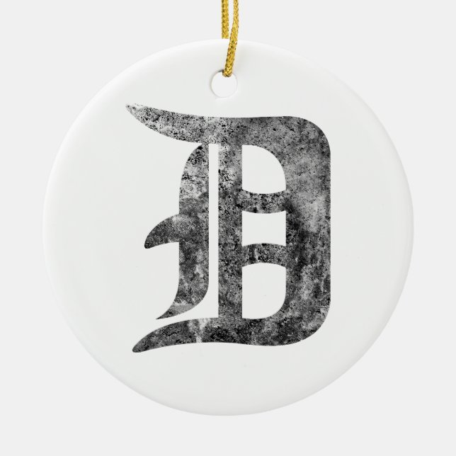 Detroit D wash Ceramic Tree Decoration (Front)