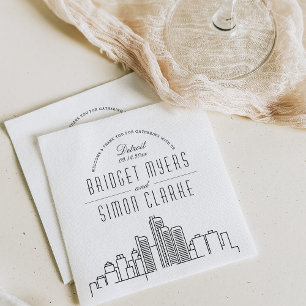 Detroit Deco Skyline   Wedding Event Napkins