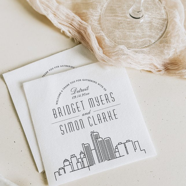 Detroit Deco Skyline | Wedding Event Napkins (Creator Uploaded)