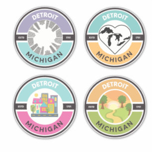 Detroit EST. 1701 Circle Stickers (Set of 4)