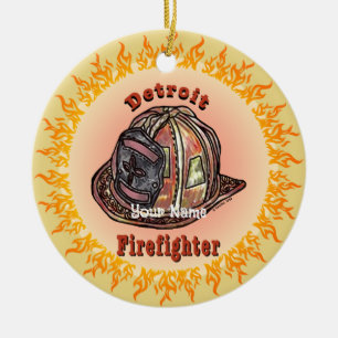 Detroit Firefighter  Ceramic Tree Decoration